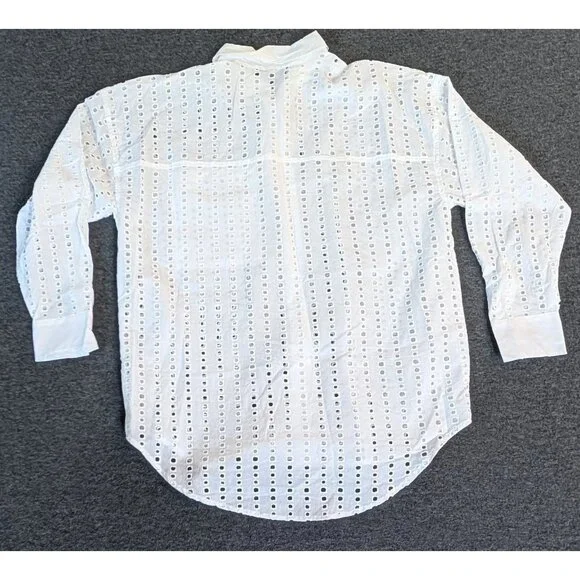 CALIA Women's Oversized Long Sleeve Button Down Swim Cover Up White Size XXS - Picture 7 of 7